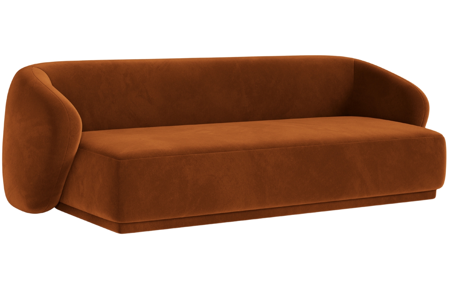 Maison Heritage Terakotově oranžová sametová trojmístná pohovka Jane 220 cm