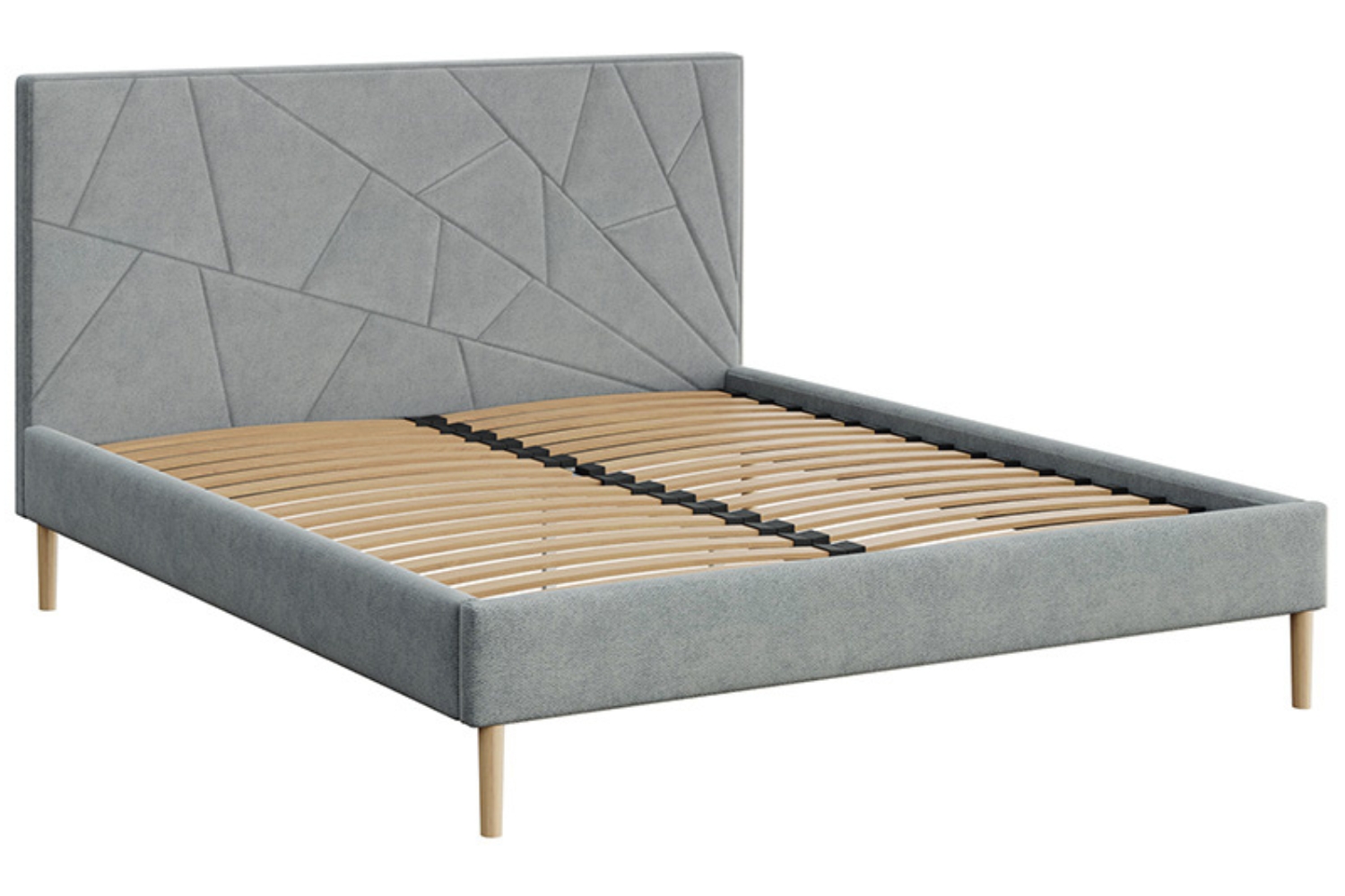 Mesonica Šedá čalouněná dvoulůžková postel Alano 180 x 200 cm s geometrickým prošíváním