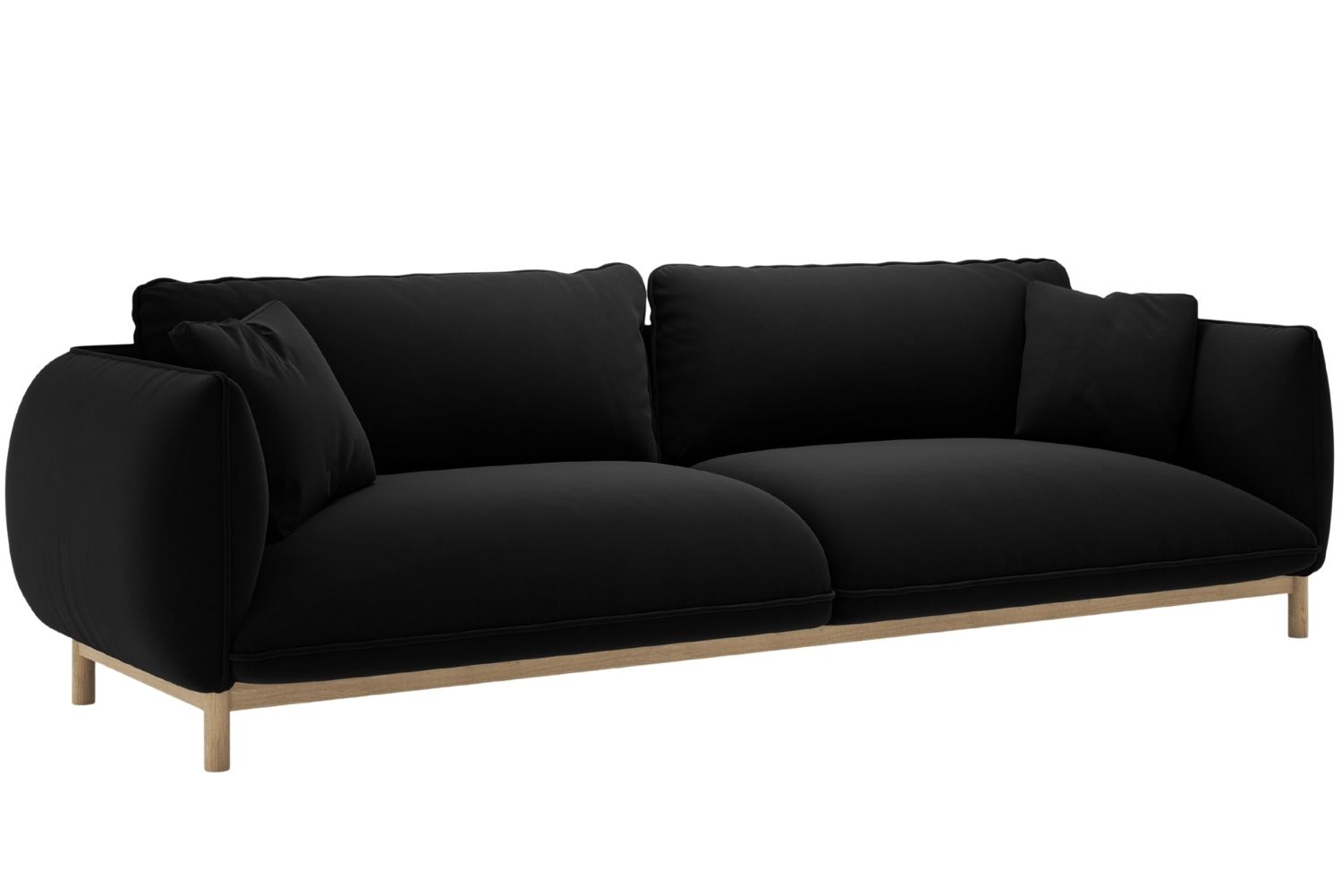 Micadoni Černá sametová čtyřmístná pohovka Ada 248 cm