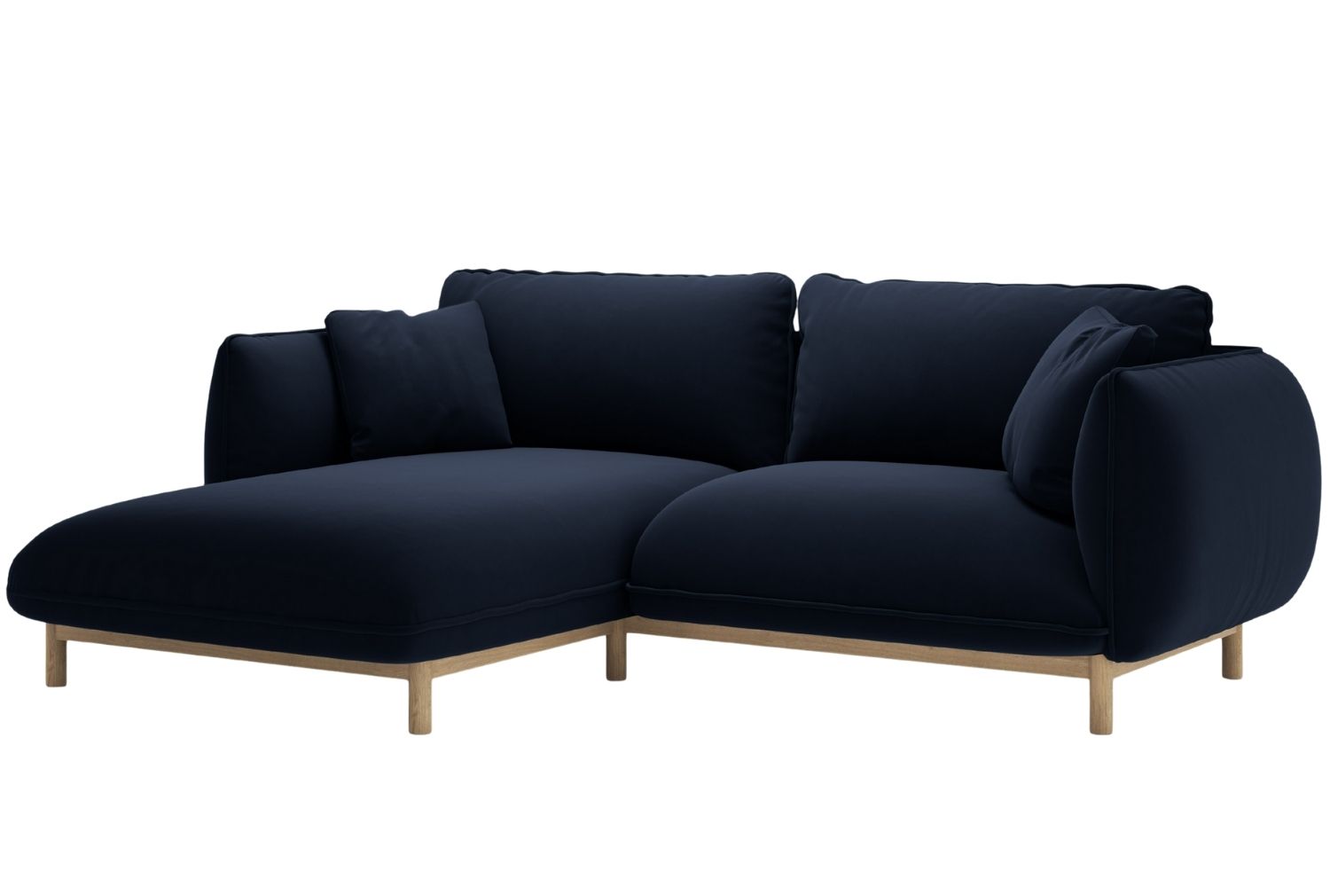 Micadoni Královsky modrá sametová rohová pohovka Ada 214 cm