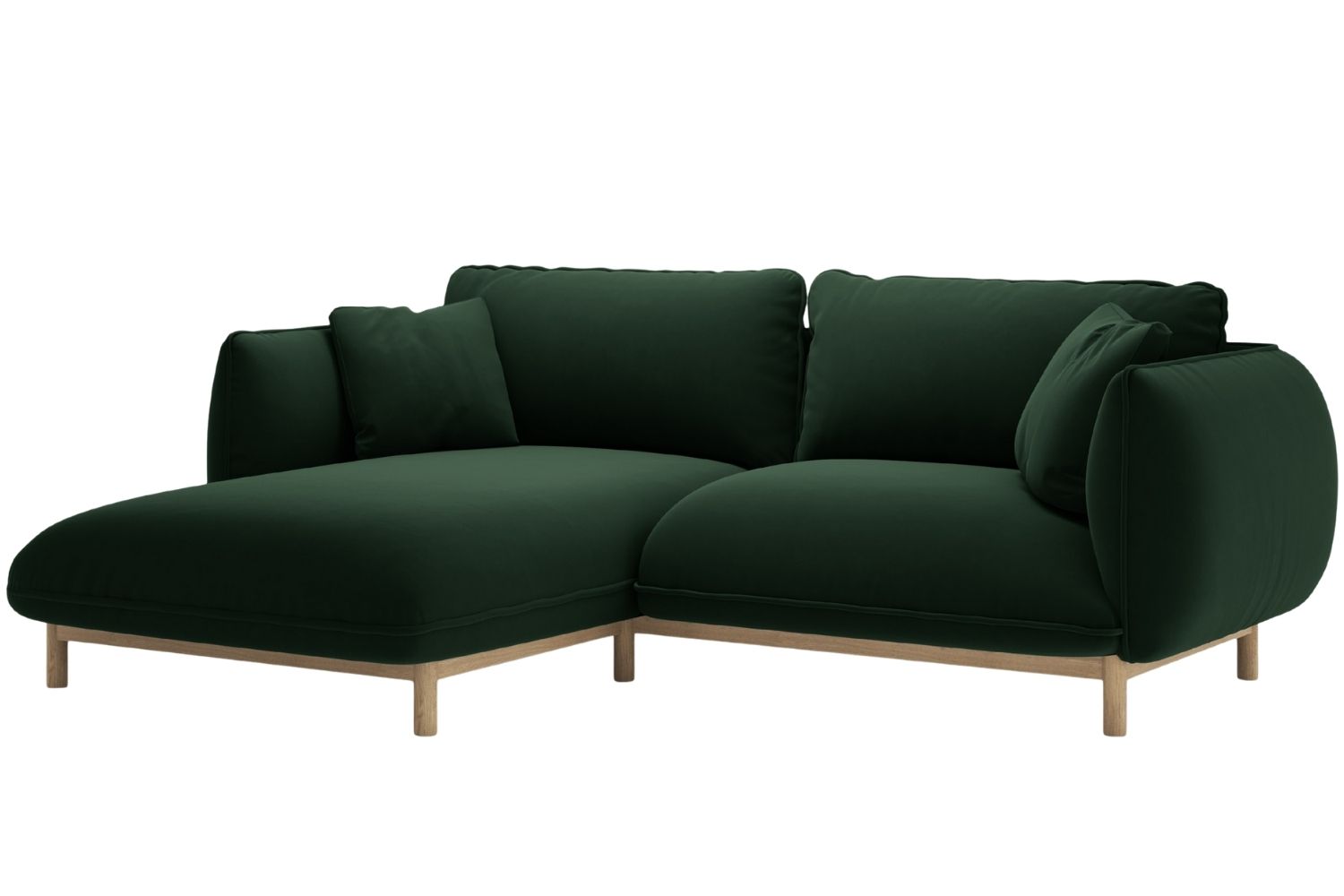 Micadoni Lahvově zelená sametová rohová pohovka Ada 214 cm