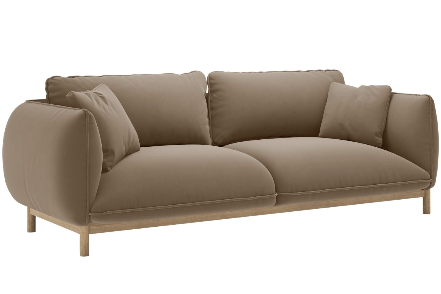 Micadoni Světle hnědá sametová trojmístná pohovka Ada 208 cm