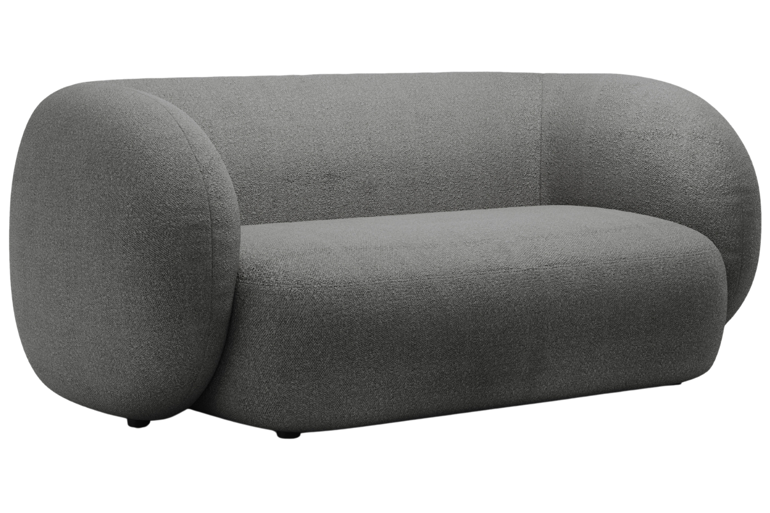 Micadoni Tmavě šedá bouclé dvoumístná pohovka Kate 183 cm