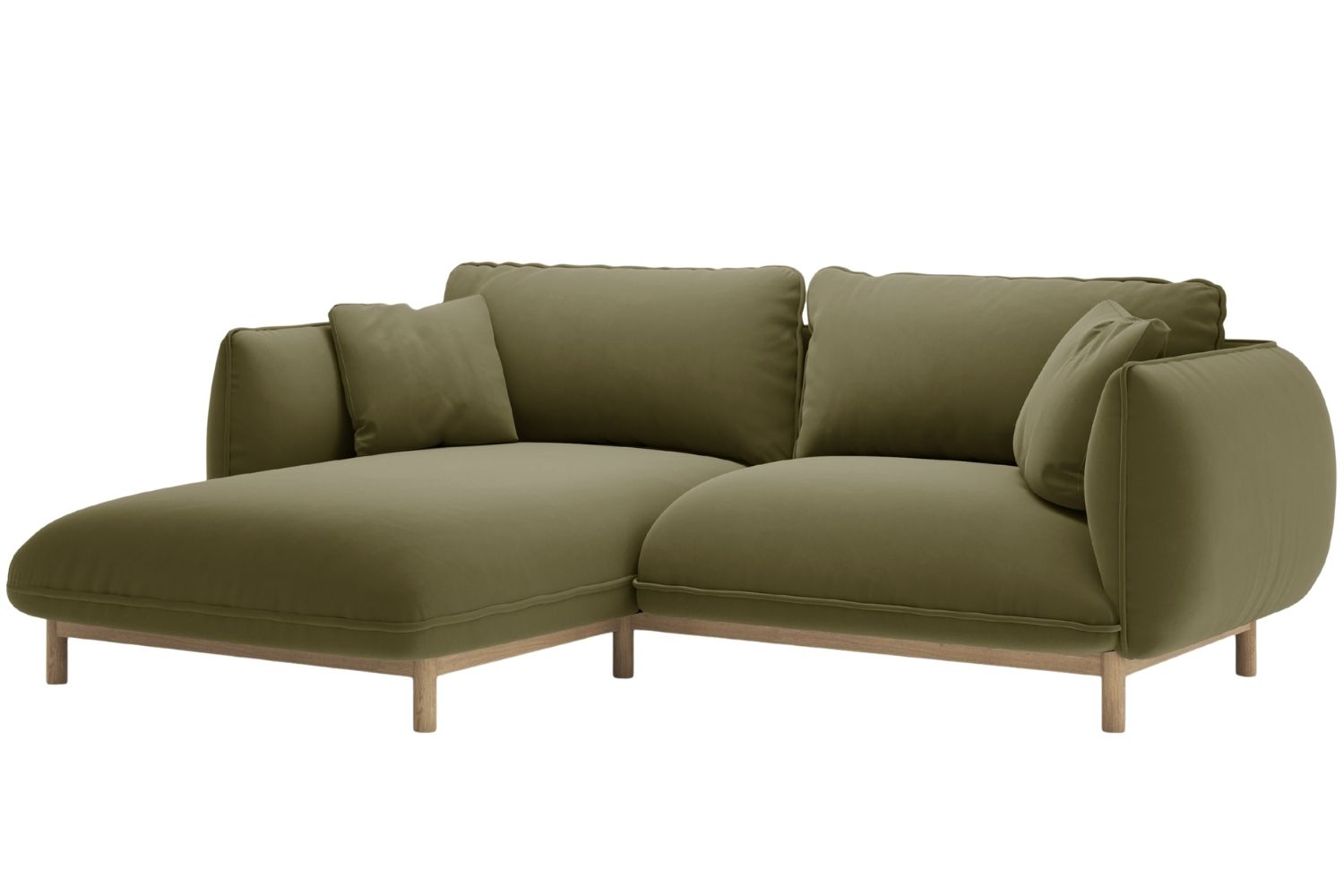 Micadoni Zelená sametová rohová pohovka Ada 214 cm