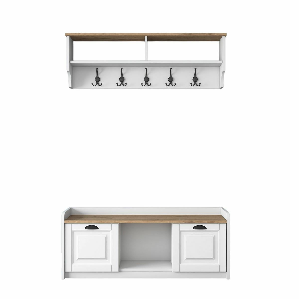 Nástěnný věšák s botníkem Polo White and Walnut Hanah Home