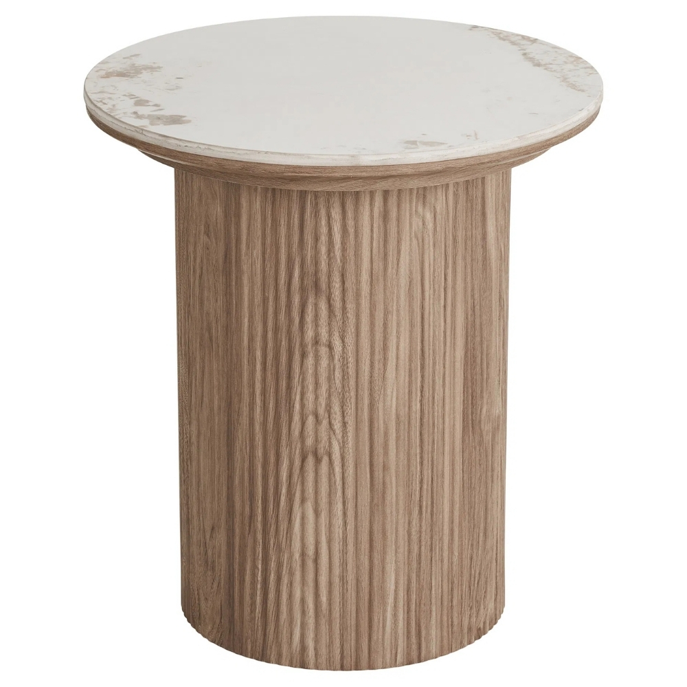 Nordic Living Bílý keramicky odkládací stolek Athens 45 cm