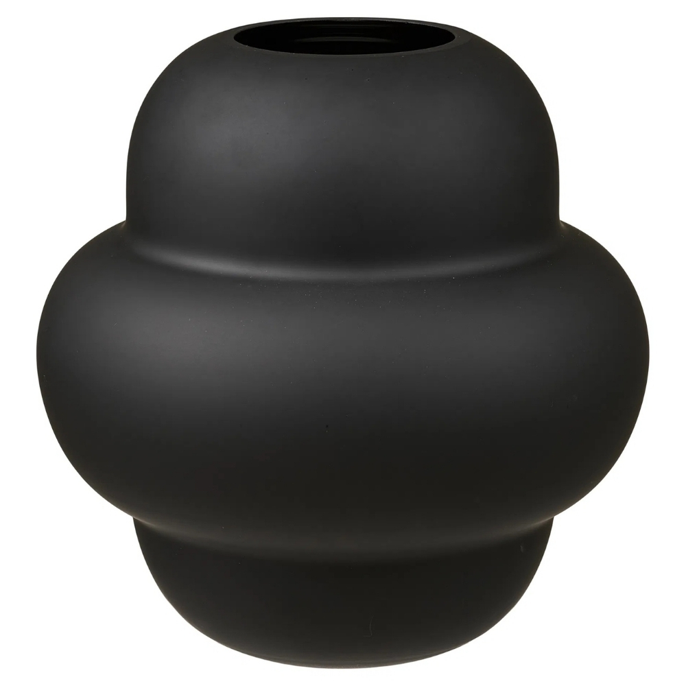 Nordic Living Černá skleněná váza Mort 21 cm