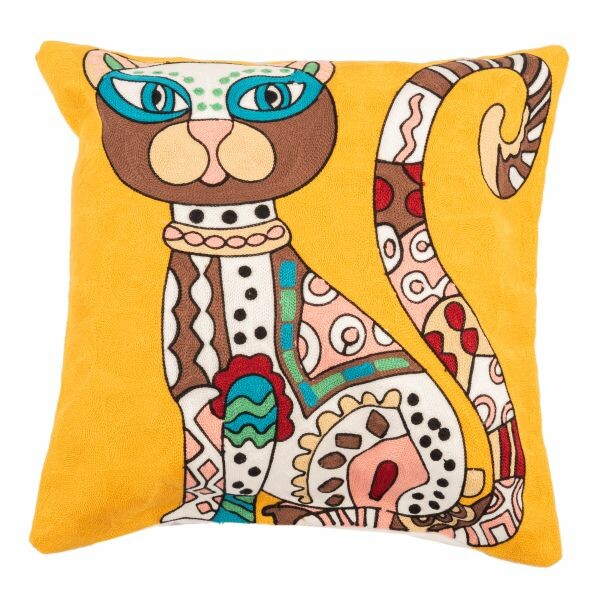 Pletený povlak na polštář Kočka