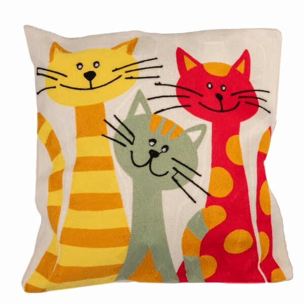 Pletený povlak na polštář Kočky