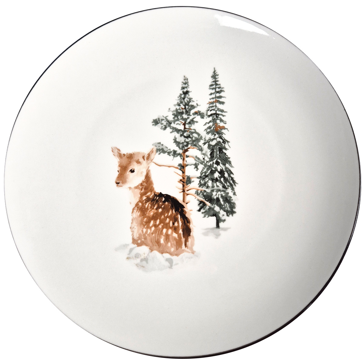 Porcelánový mělký talíř Winter Fawn