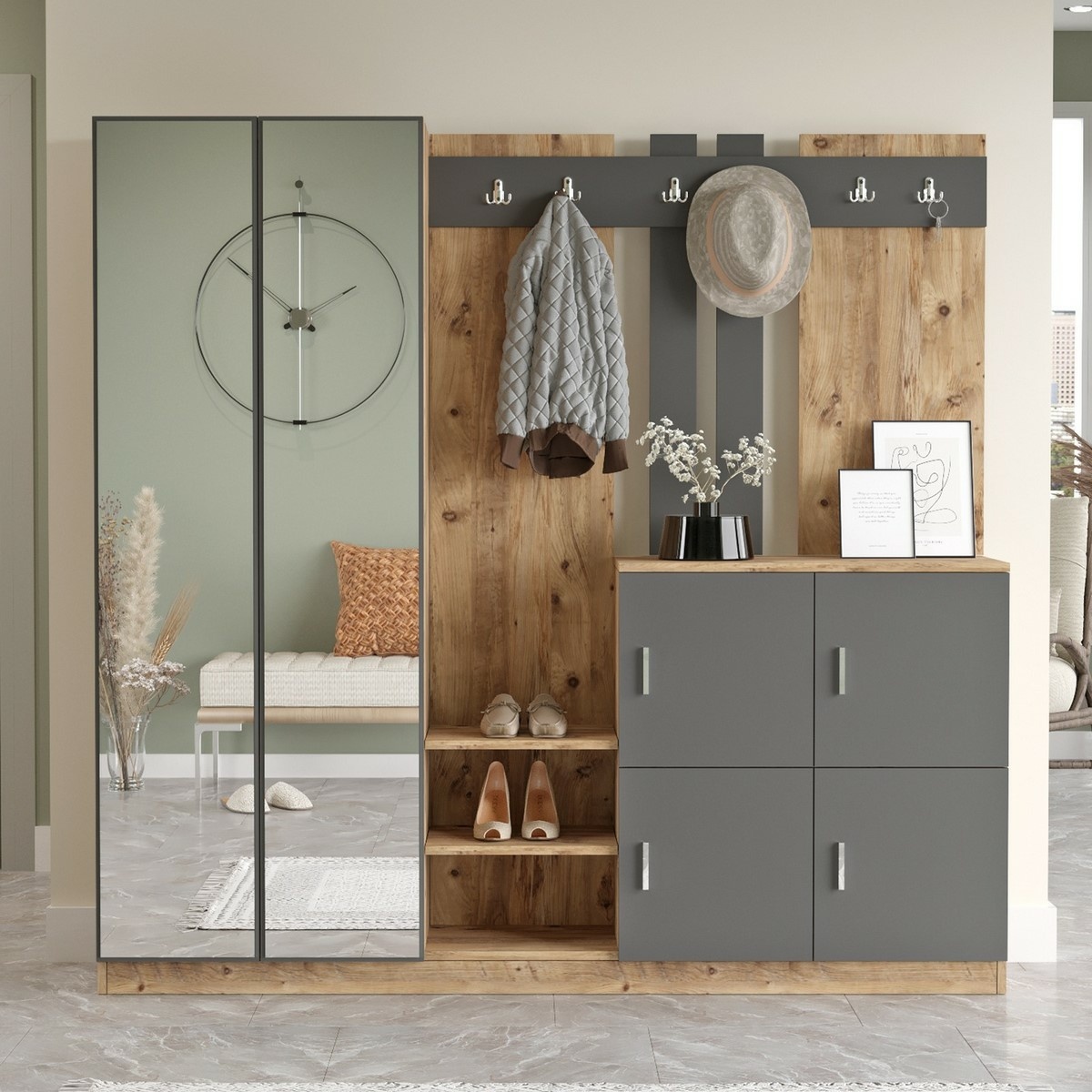 Předsíňová sestava Dane Anthracite and Atlantic Pine Hanah Home