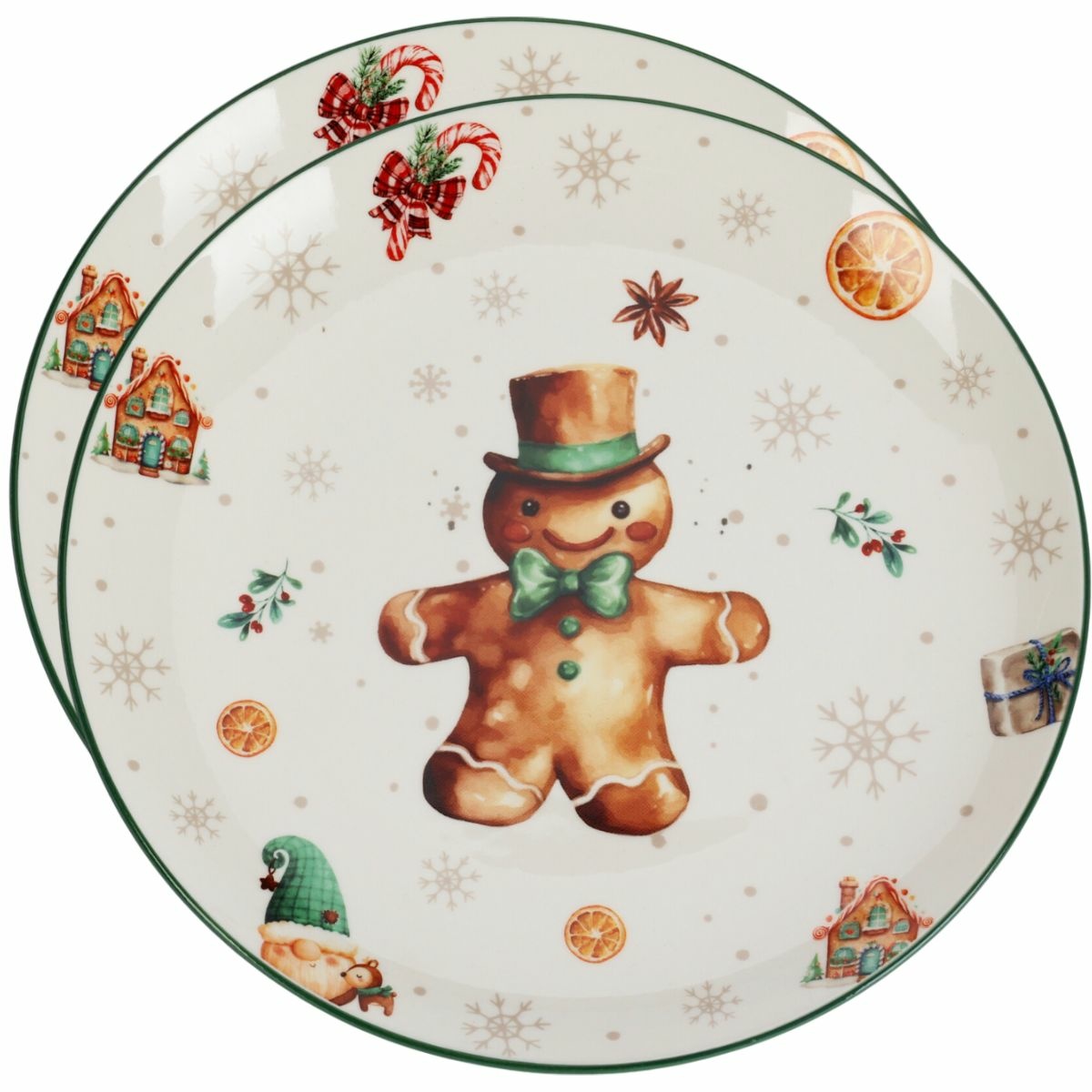 Sada 2 porcelánových mělkých talířů Gingerbread 27 cm