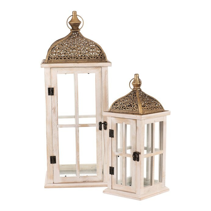 Sada dřevěných luceren Zlatá stříška 2 ks