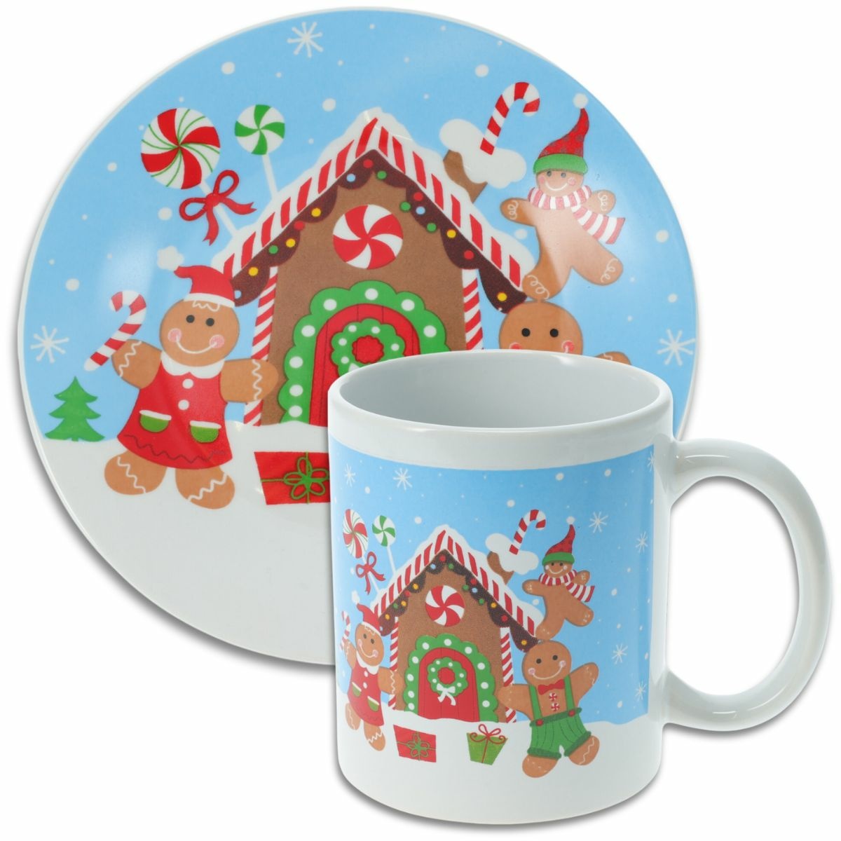 Sada kameninového hrnku a talíře Perníčky