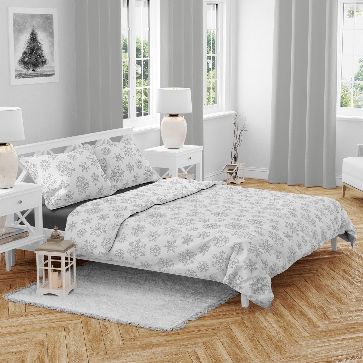 Vánoční bavlněné povlečení Sněhové vločky