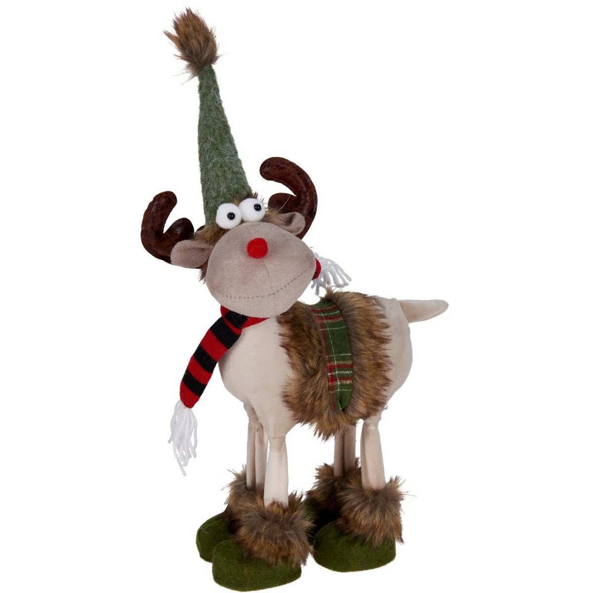 Vánoční dekorace Sobík s červeno-černou šálou