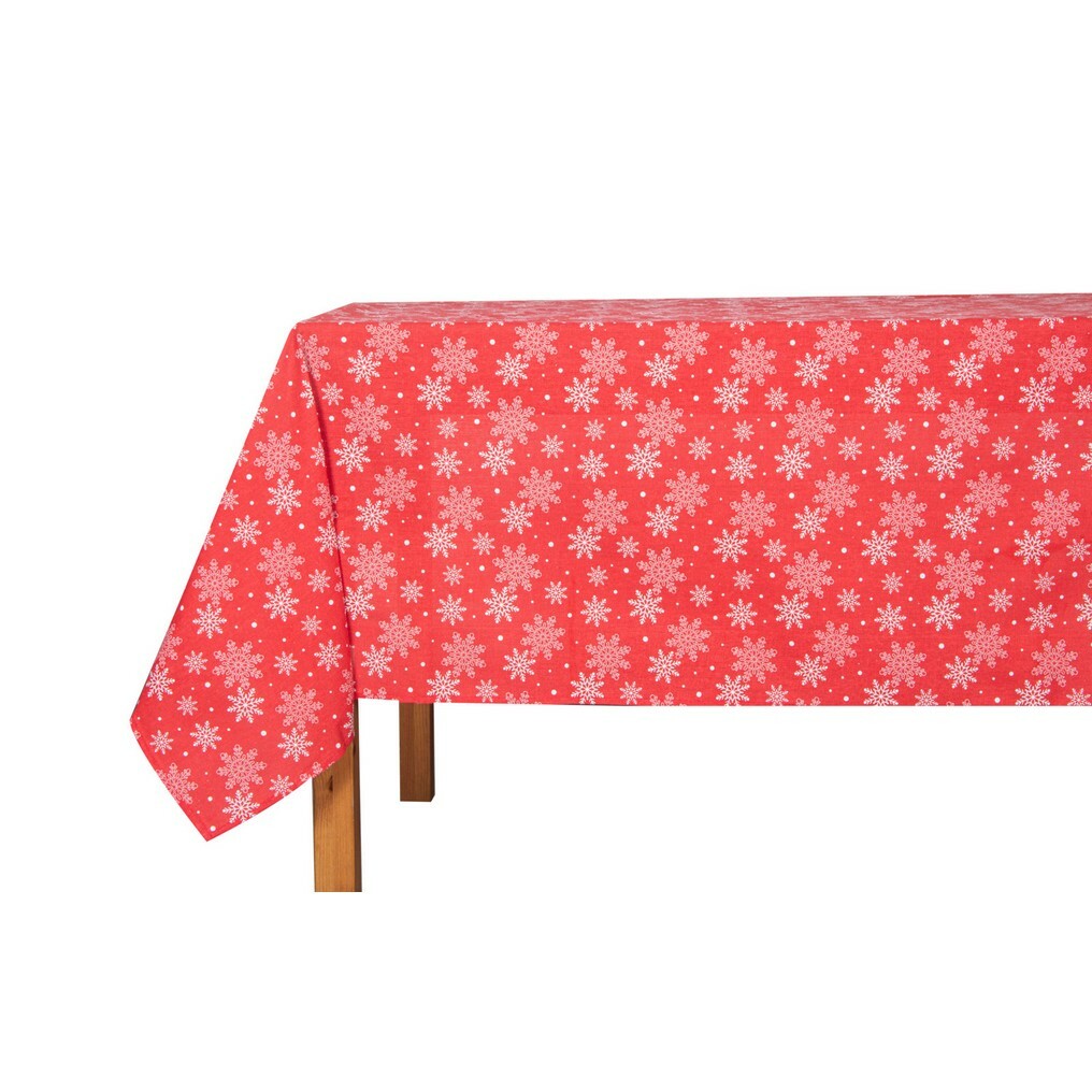 Vánoční ubrus White Snowflakes on Red