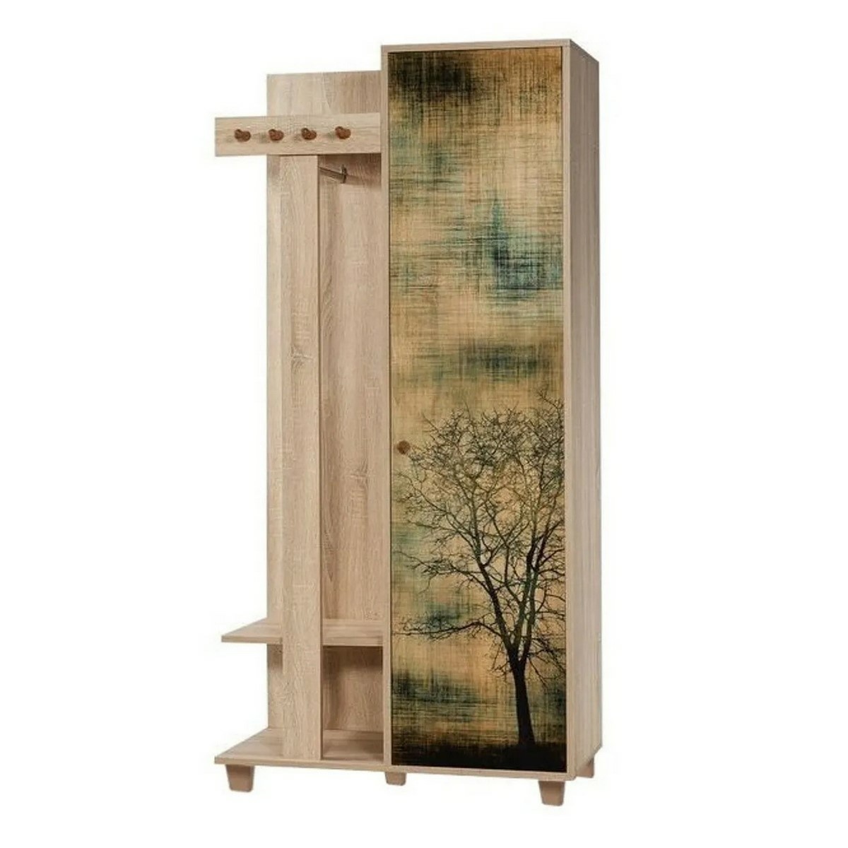 Věšák se skříní Garmanto Tree Sonoma Oak Hanah Home