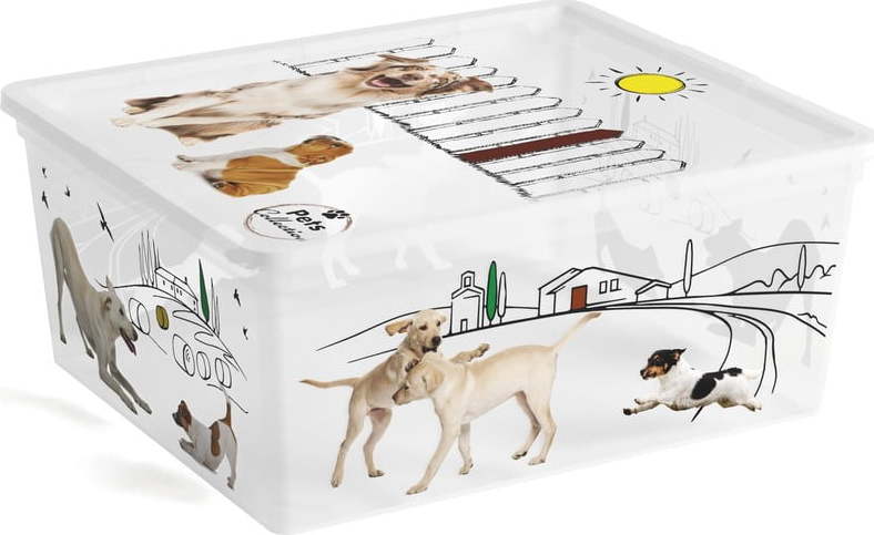 Bílý plastový úložný box s víkem 40x34x17 cm C Box Style – KIS