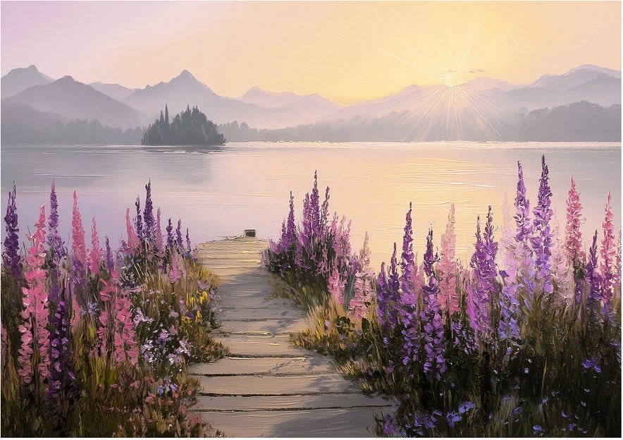 Obraz 113x85 cm Lupine Shore – Styler