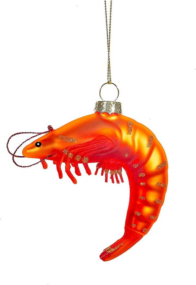 Skleněná ručně vyrobená vánoční ozdoba 8 cm King Prawn – Sass & Belle
