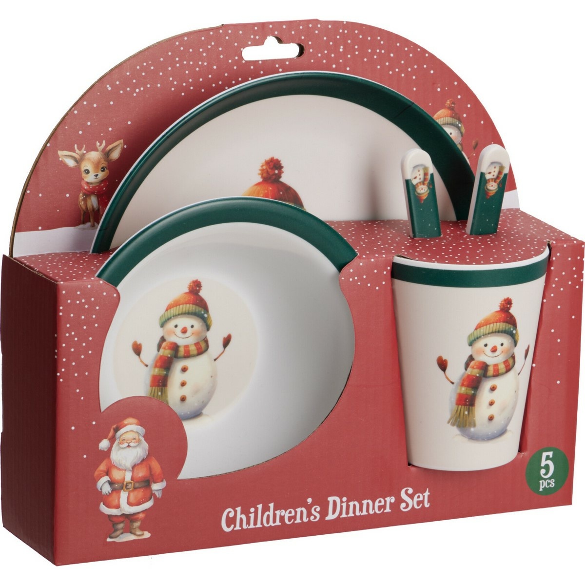 5dílná dětská jídelní sada z melaminu Sněhulák