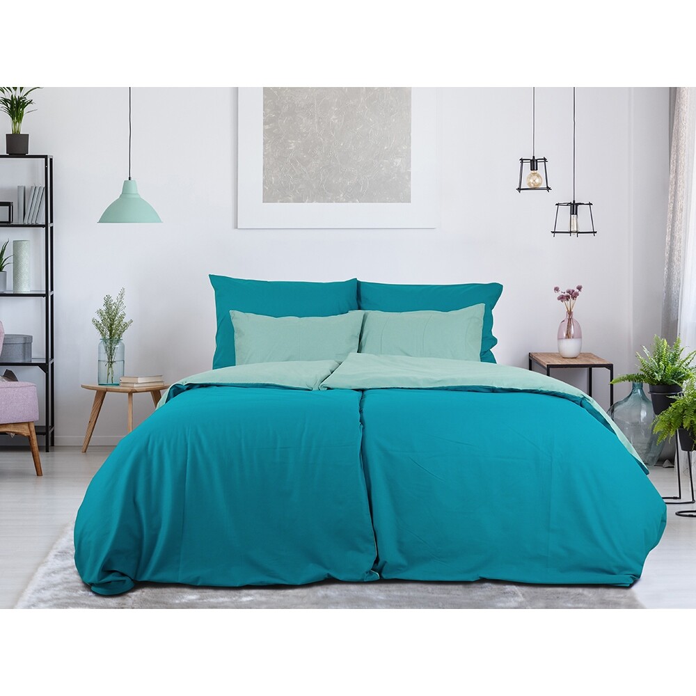 B.E.S. Petrovice Bavlněné povlečení Double face tyrkys/olivová B.E.S. Petrovice