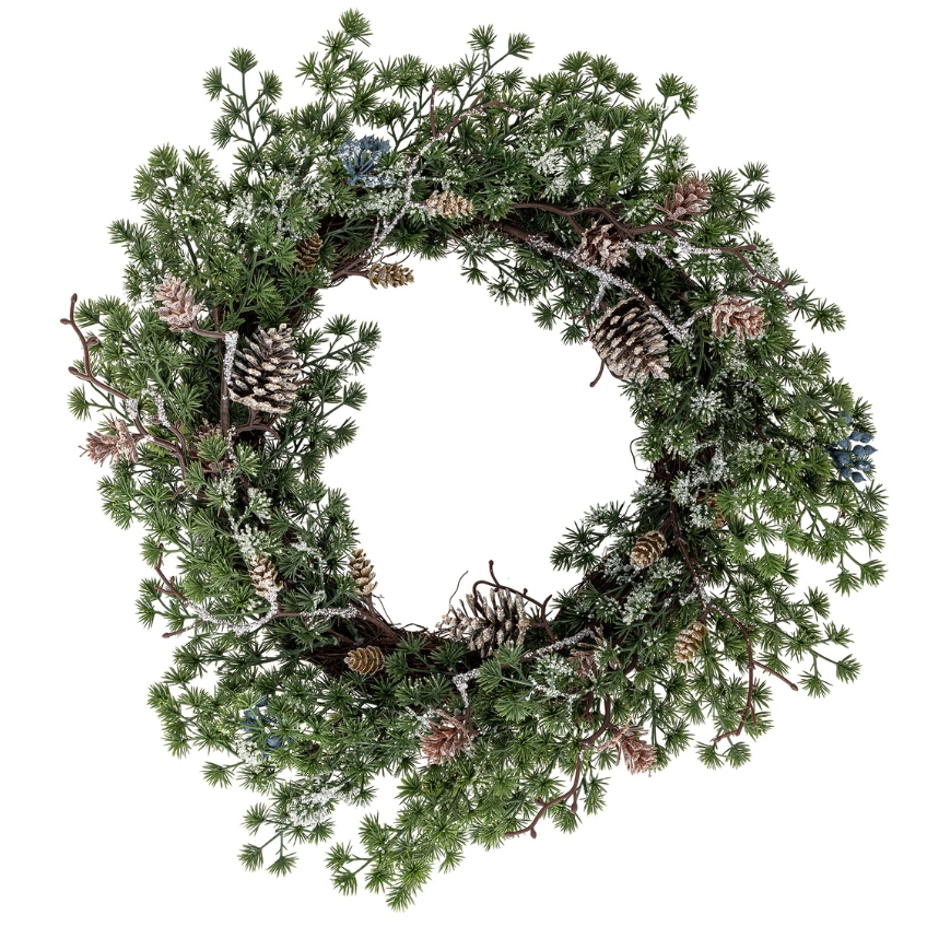 Bloomingville Zelený plastový dekorativní věnec Cedar 50 cm