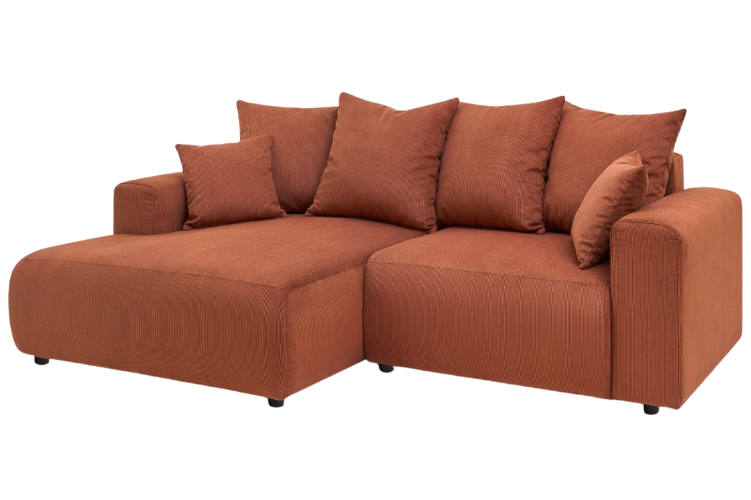 Bobochic Paris Terakotově oranžová manšestrová rohová pohovka Enjoy 237 cm