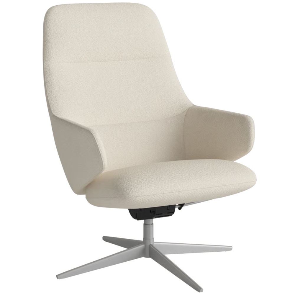 Bolia Krémově bílé bouclé otočné křeslo Clara se šedou podnoží