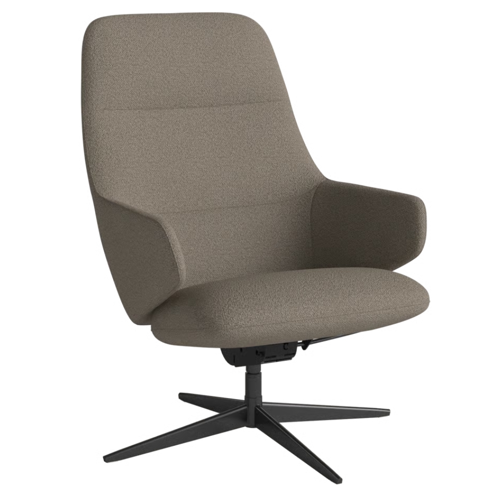 Bolia Světle hnědé bouclé otočné křeslo Clara s černou podnoží