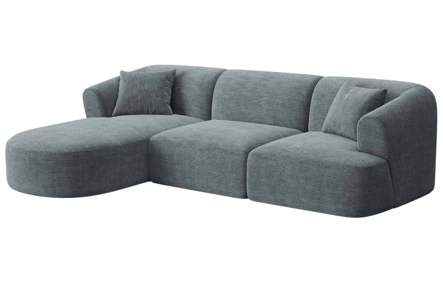 Cosmopolitan Design Šedá manšestrová rohová pohovka Campi 256 cm