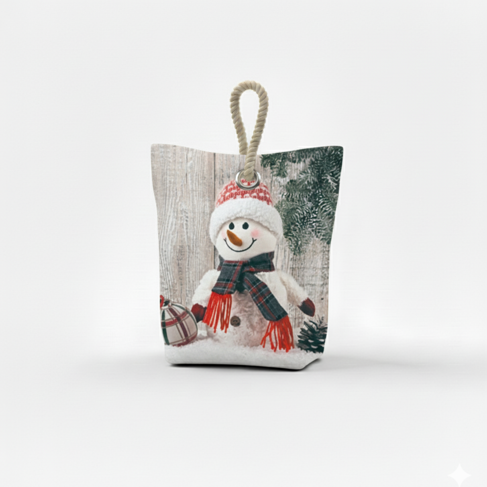 Forbyt Vánoční dveřní zarážka Sněhulák červená