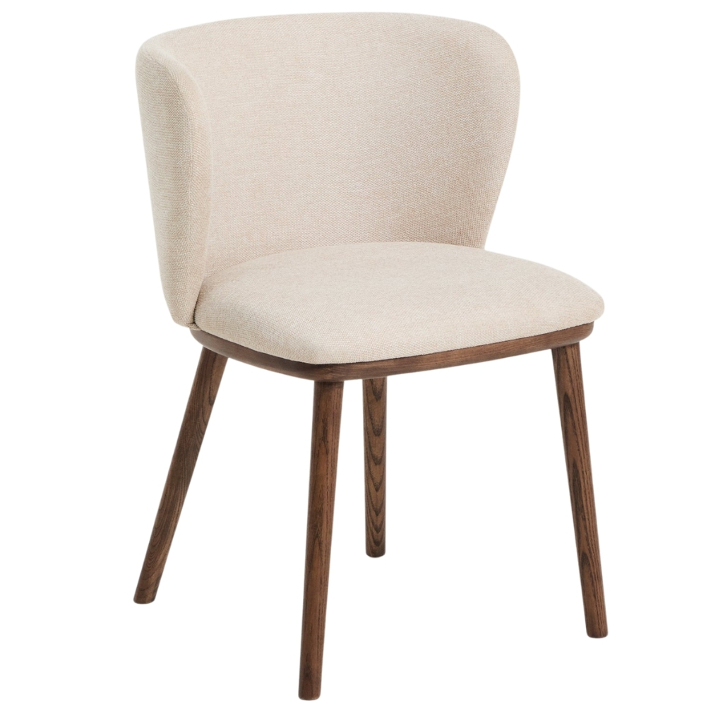 Kave Home Béžová jídelní židle Ciselia s ořechovou podnoží