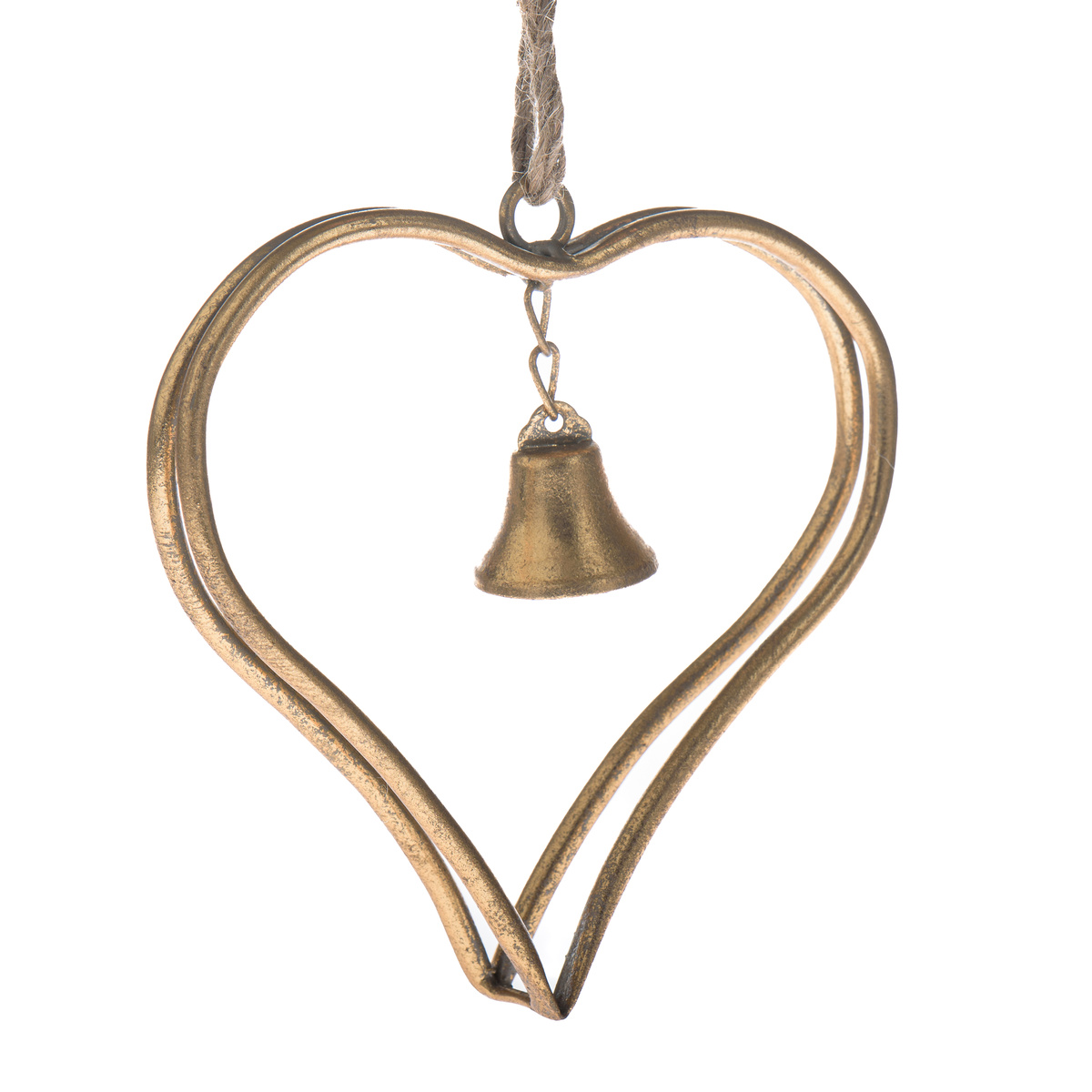 Kovové závěsné srdce se zvonkem Christmas Gold