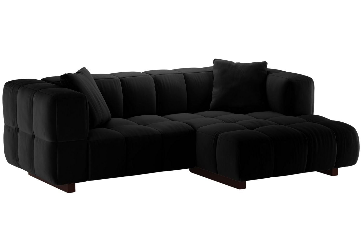 Micadoni Černá sametová rozkládací pohovka Puma 260 cm