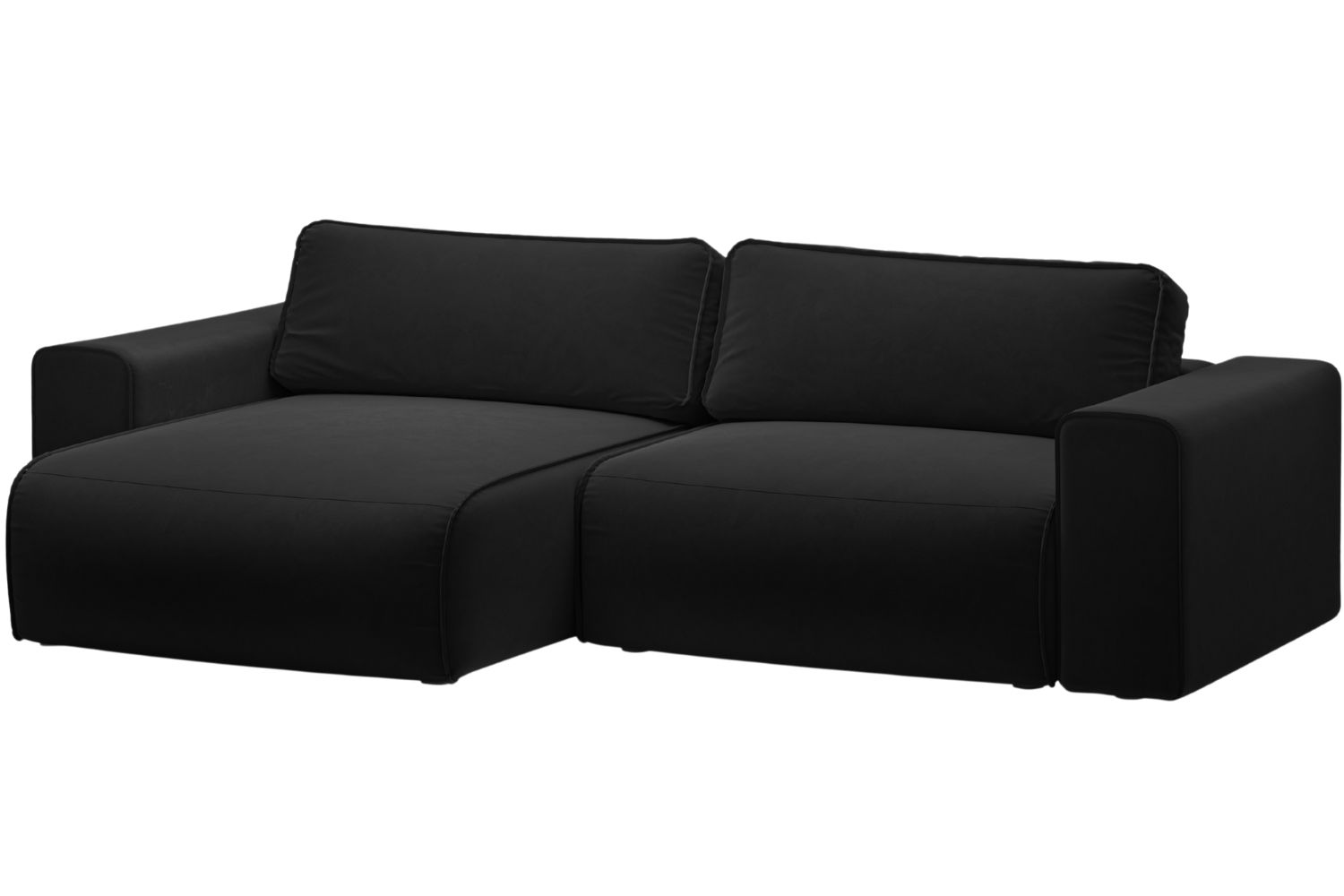 Micadoni Černá sametová rozkládací pohovka Victor 246 cm