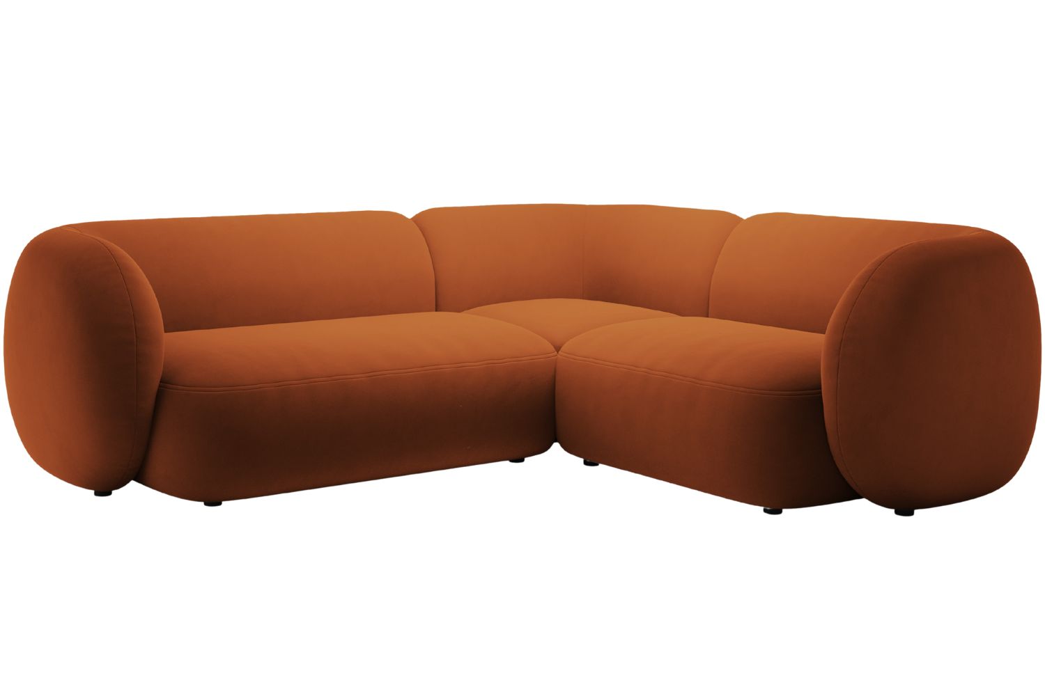 Micadoni Oranžová sametová rohová pohovka Kate 252 cm