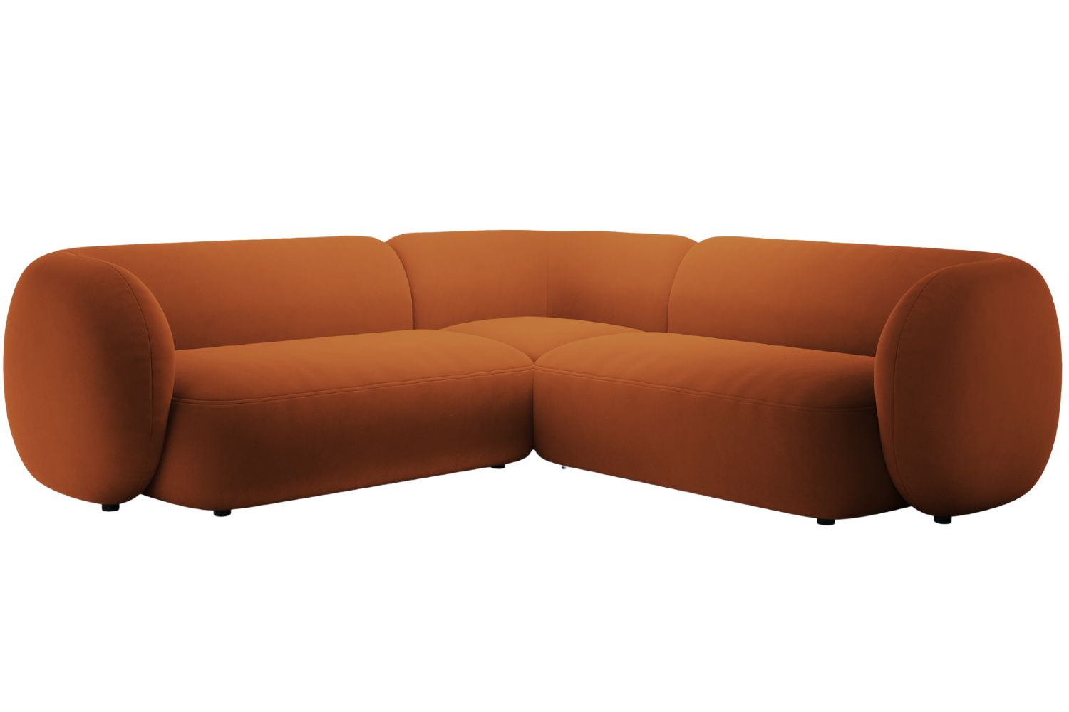Micadoni Oranžová sametová rohová pohovka Kate 252 cm