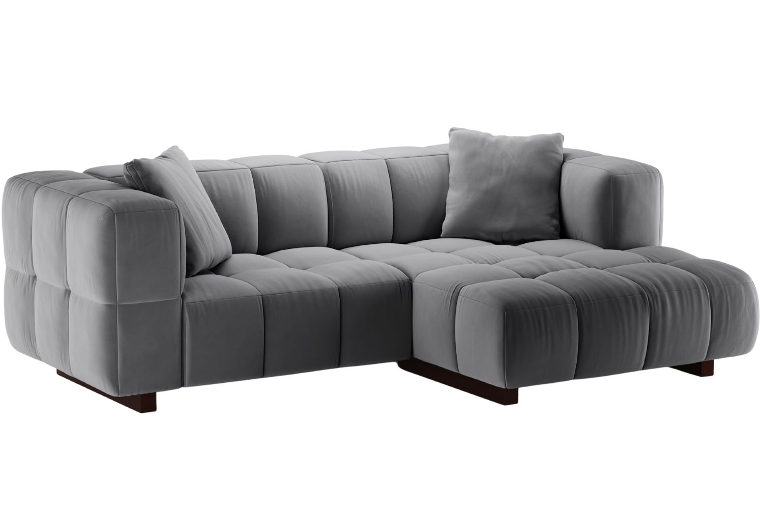 Micadoni Šedá sametová rozkládací pohovka Puma 260 cm