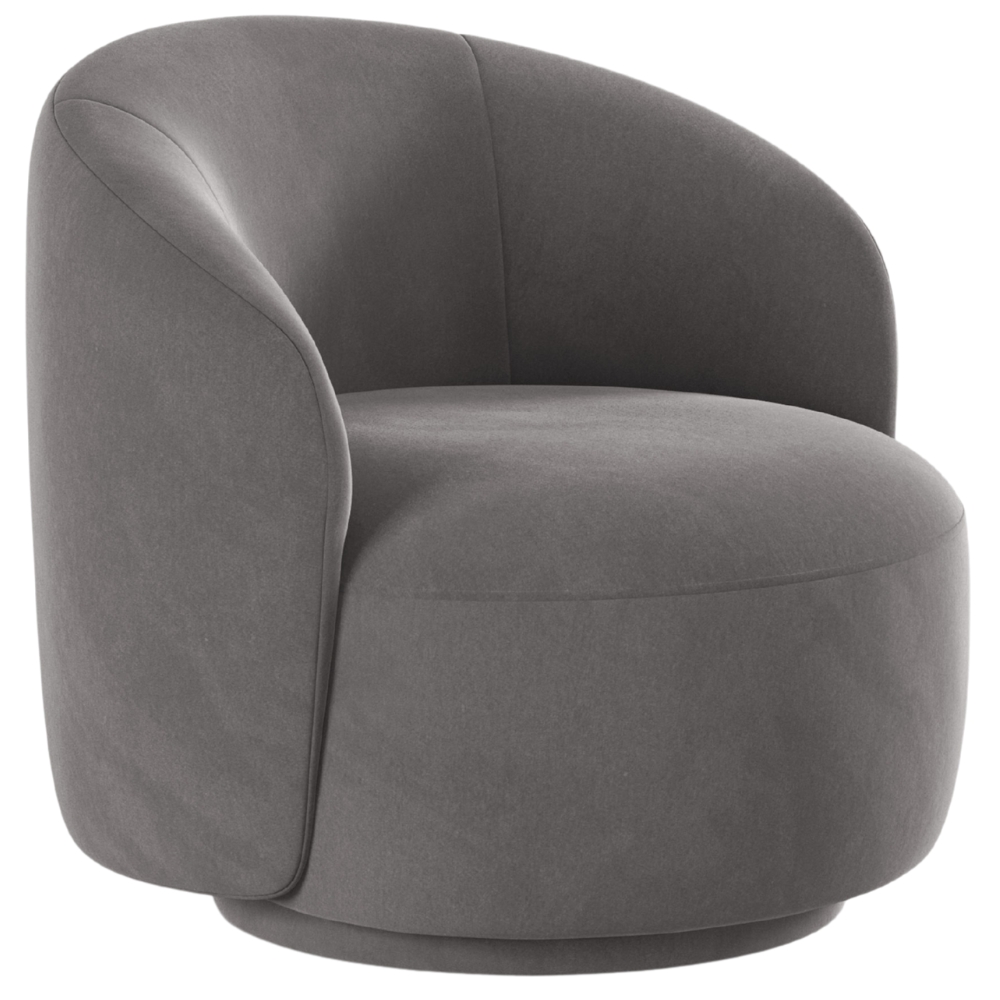 Micadoni Šedé sametové otočné křeslo Letizia