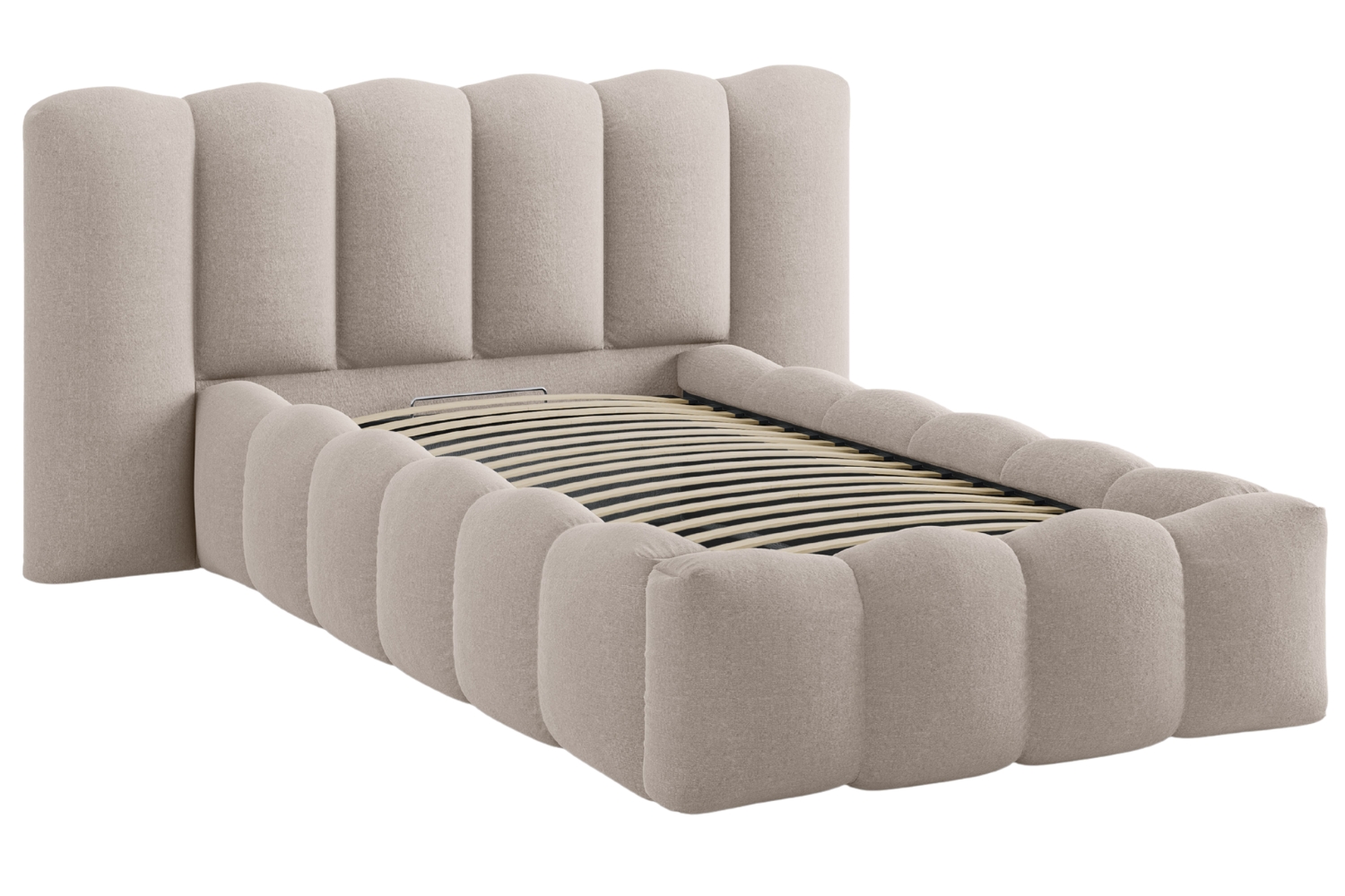 Micadoni Světle hnědá jednolůžková postel Lupine 90 x 200 cm s úložným prostorem