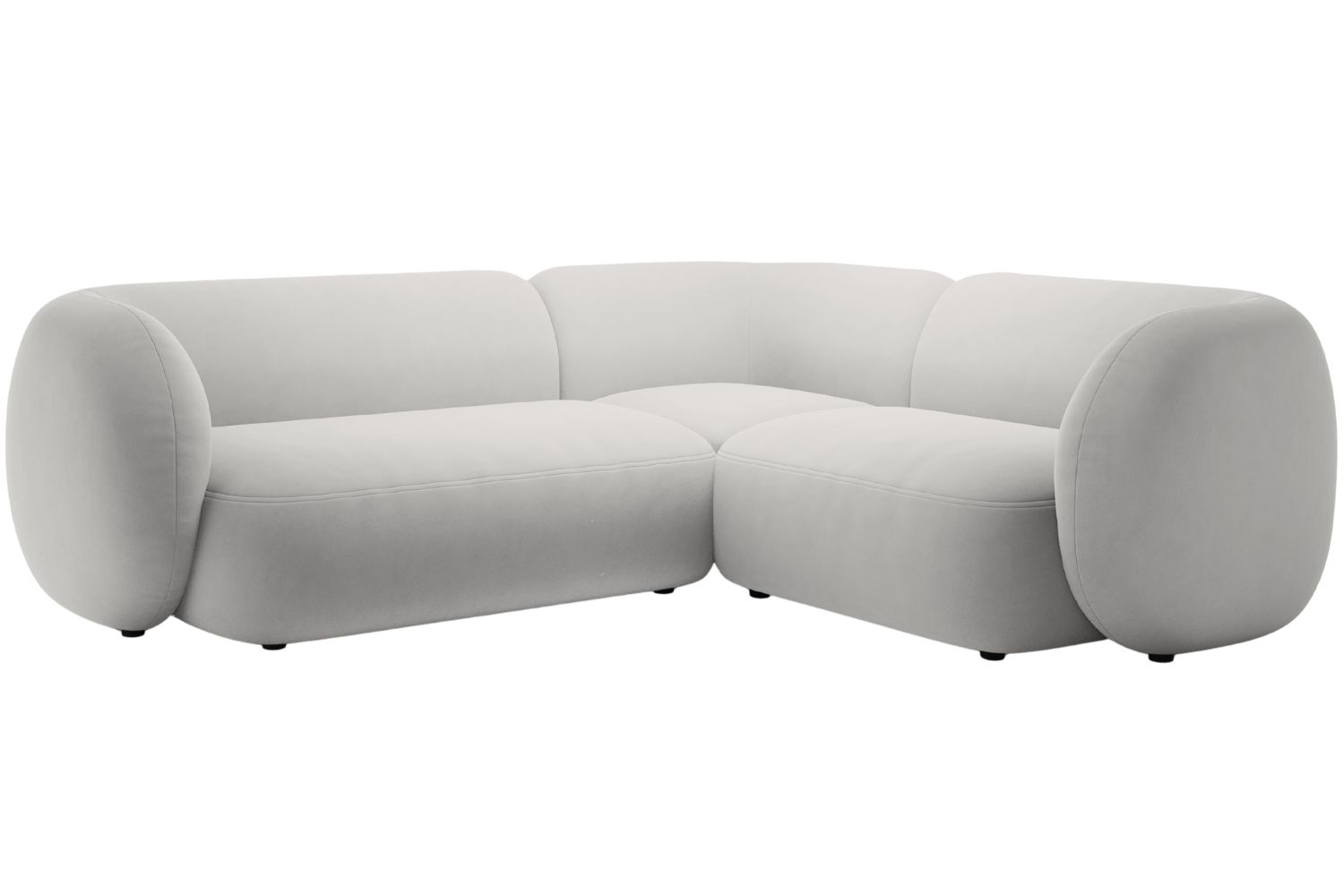 Micadoni Světle šedá sametová rohová pohovka Kate 252 cm