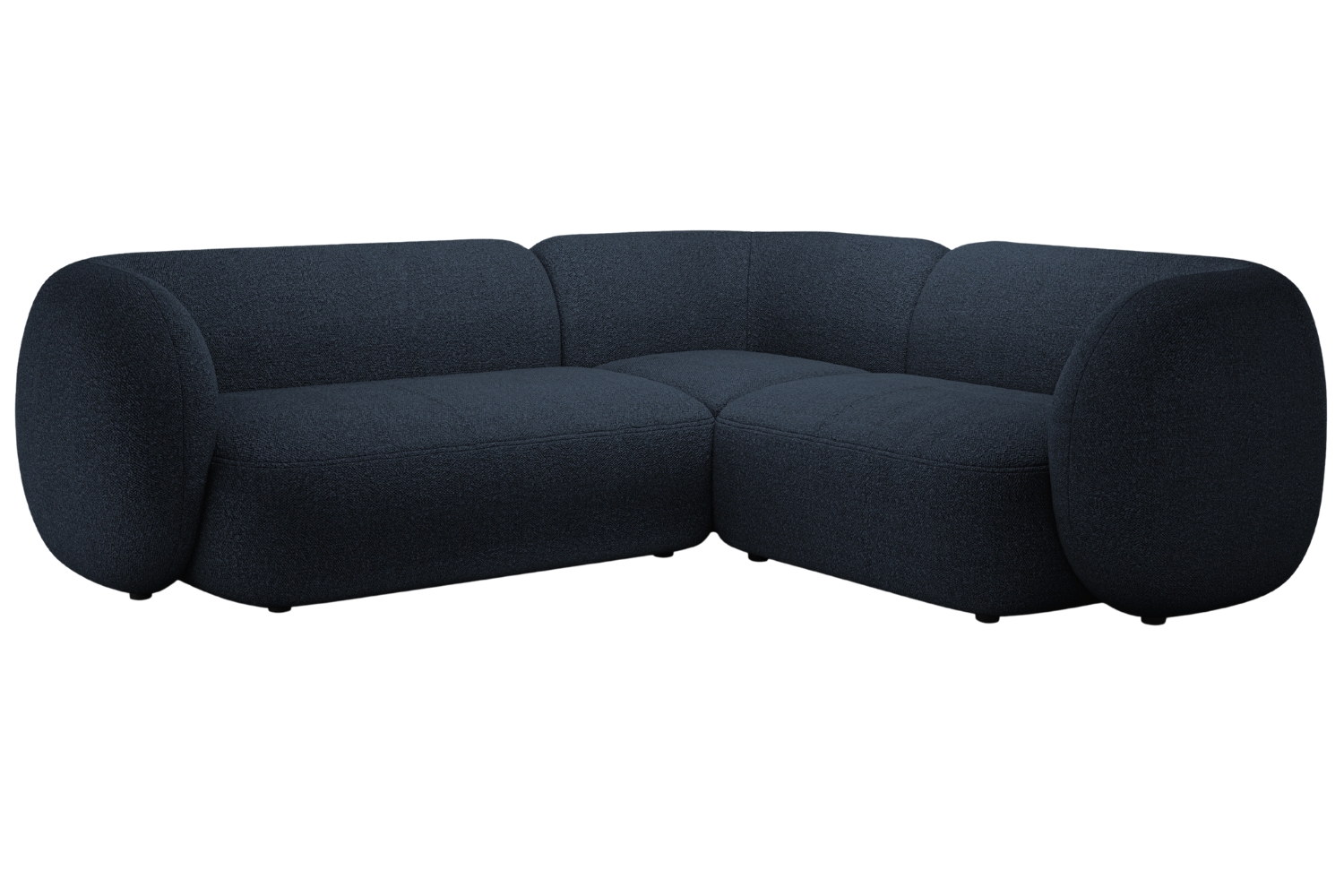 Micadoni Tmavě modrá bouclé rohová pohovka Kate 252 cm