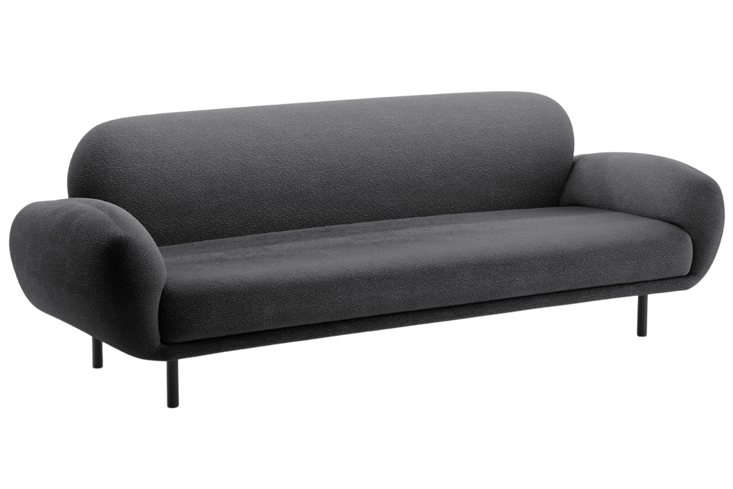 Micadoni Tmavě šedá bouclé trojmístná pohovka Poppy 208 cm