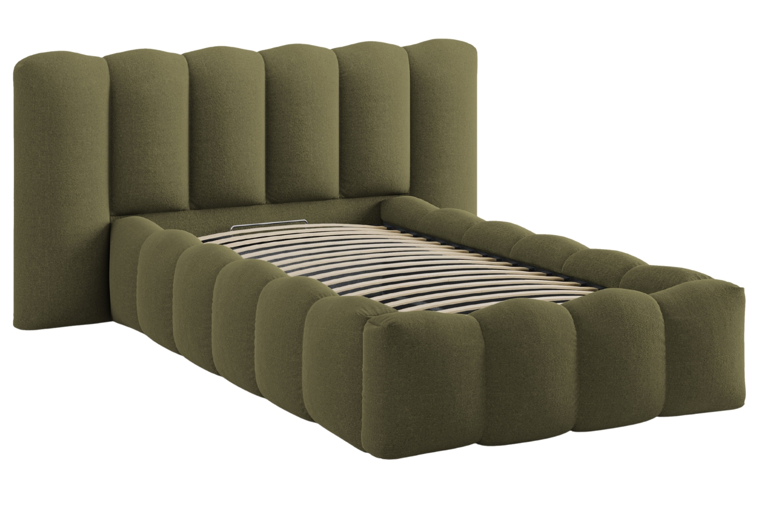 Micadoni Zelená jednolůžková postel Lupine 90 x 200 cm s úložným prostorem