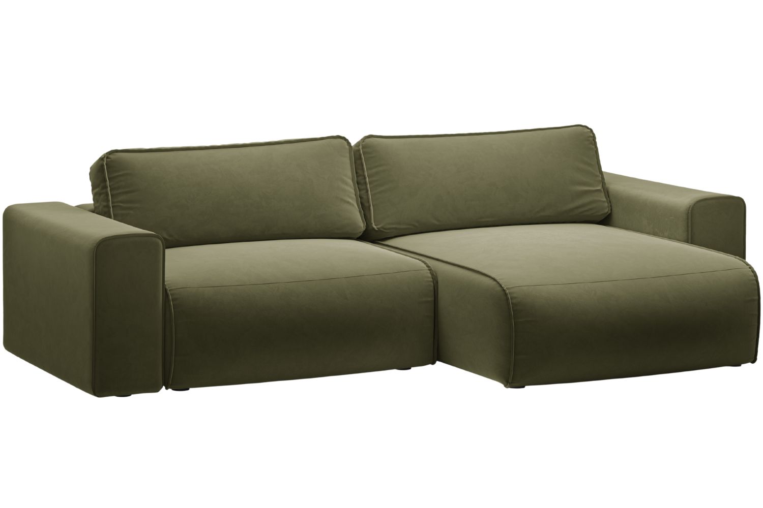 Micadoni Zelená sametová rozkládací pohovka Victor 246 cm