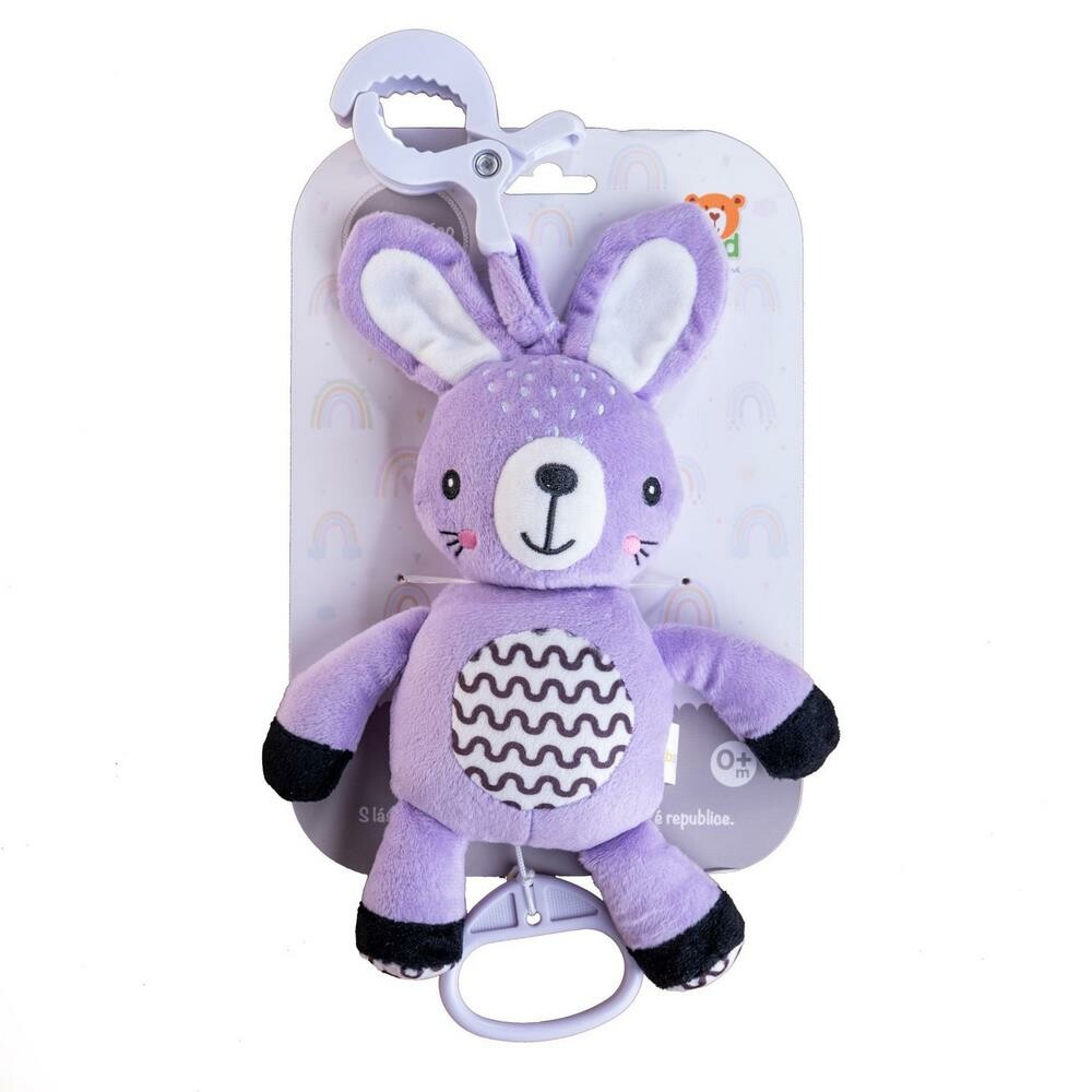 Natahovací hrací strojek babyted Zajíček plyš 30 cm závěs na postýlku / kočárek