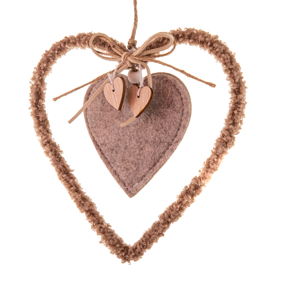 Textilní závěsné srdce 16 cm