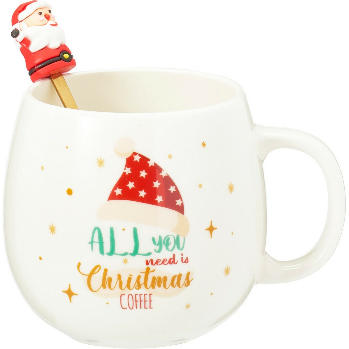 Vánoční porcelánový hrnek se lžičkou Santa 550 ml
